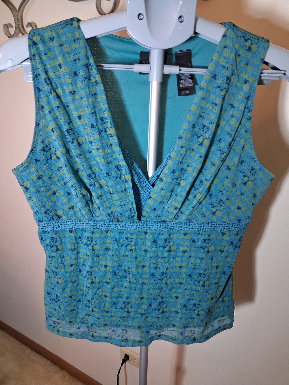 Sleeveless Top Turquoise Print